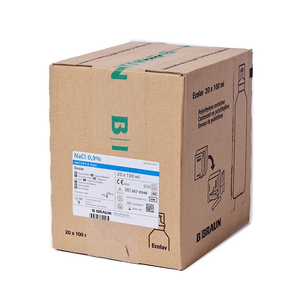 Natriumklorid 0,9%, sterilt saltvand, 20 x 100 ml