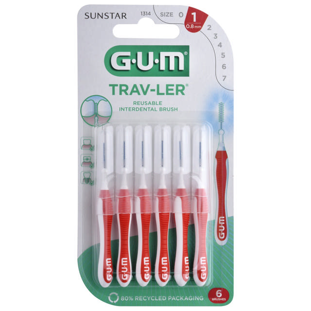 Gum Trav-ler nr.1314 rød, 6 stk.