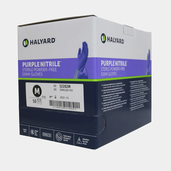 Halyard Nitrile handsker, sterile, str. M, Purple 50 par