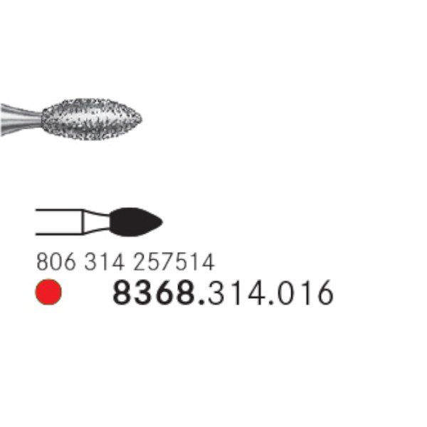 Komet diamant knop FG 8368/016 rød, 5 stk