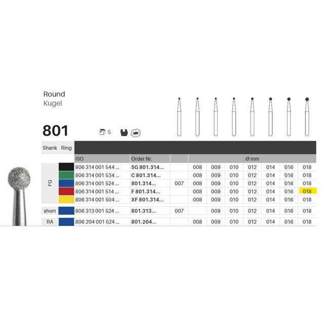 Edelingh diamant rund FG 001/018 F, rød, 5 stk.