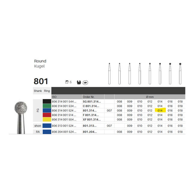 Edelingh diamant rund FG 001/014 M, blå, 5 stk.