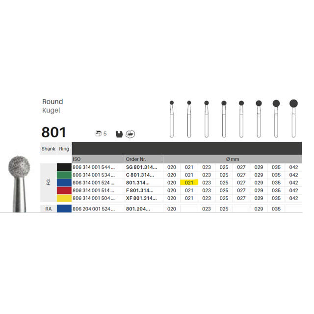 Edelingh diamant rund FG 001/021 M, blå, 5 stk.