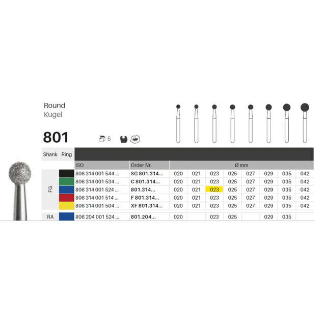 Edelingh diamant rund FG 001/023 M, blå, 5 stk.