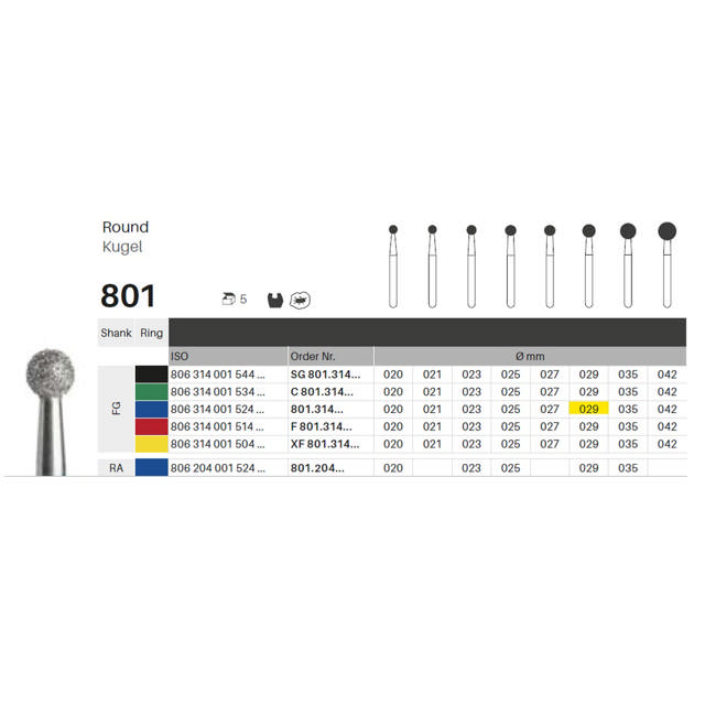 Edelingh diamant rund FG 001/029 M, blå, 5 stk.