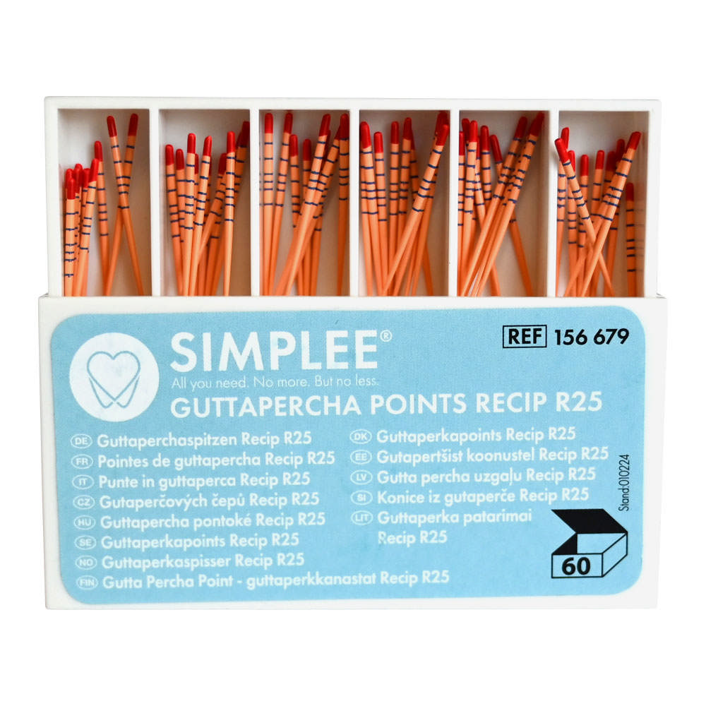 Simplee Recipfile guttaperkapoints R25 rød 60 stk.