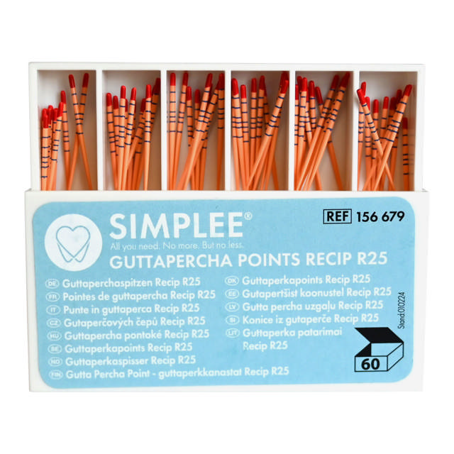 Simplee Recipfile guttaperkapoints R25 rød 60 stk.