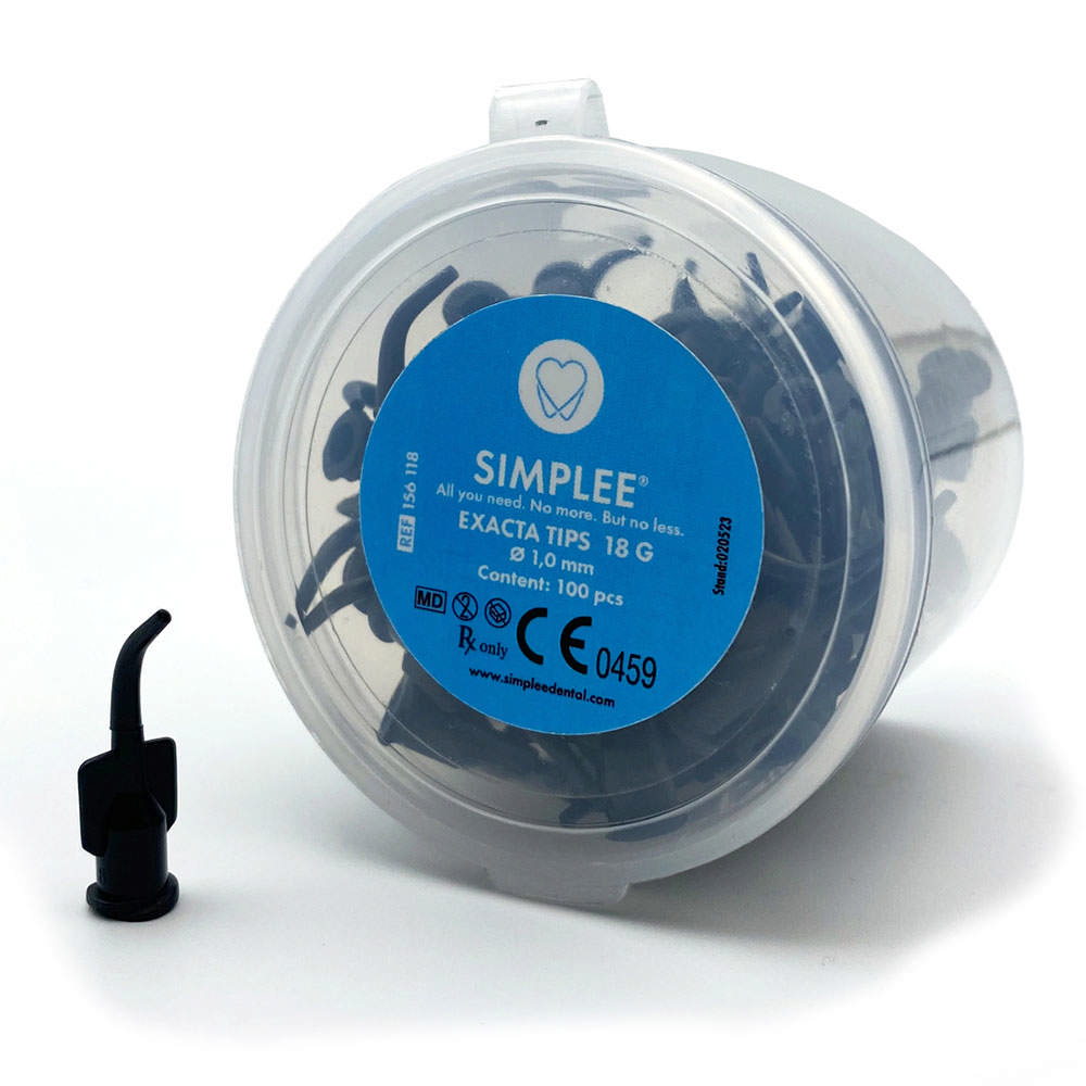 Simplee Exacta Tips appl.spidser sort, 100 stk.