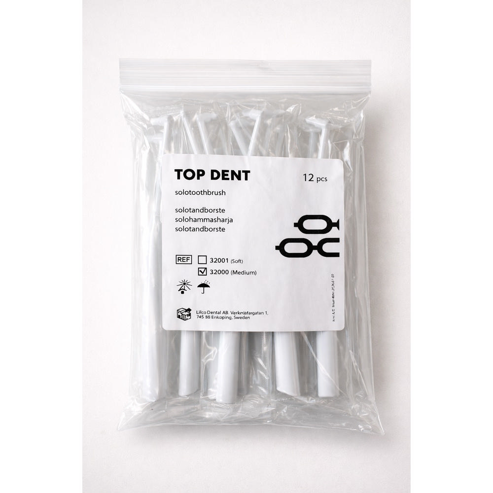TopDent solotandbørster Medium  nr. 1, hvid, 12 stk.