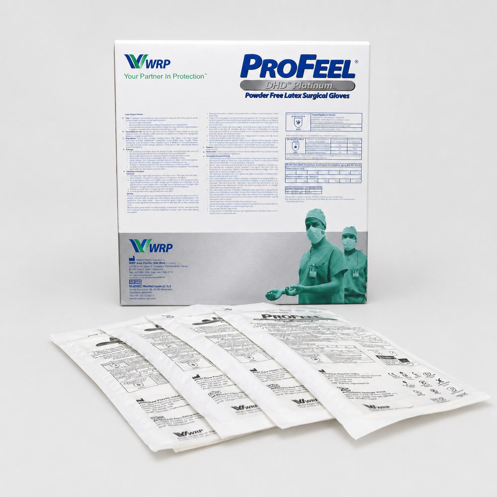 Profeel DHD Platinum, sterile Latexhandsker PF, str. 8,5, 50 par
