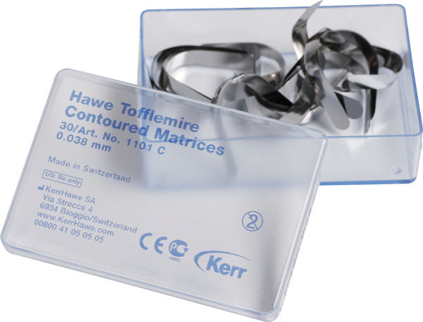 Hawe Tofflemire matricer forkonturerede,  0,038 mm, 30 stk.