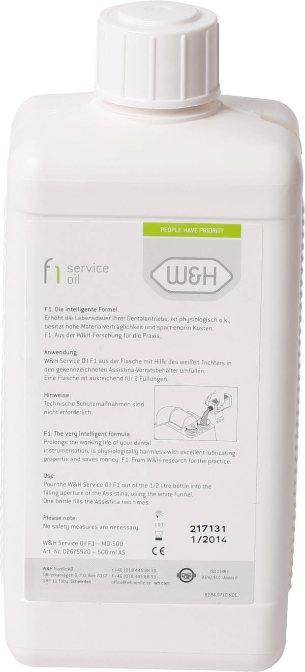 W&H Assistina/DAC 2000 serviceolie, 500 ml