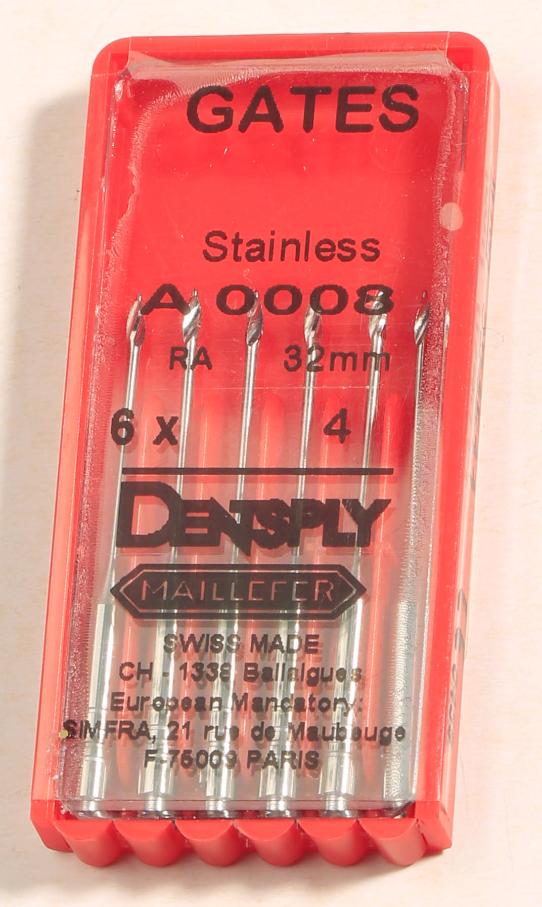 Gates Maillefer #4 (A0008-4), RA, 32mm, 6 stk,.