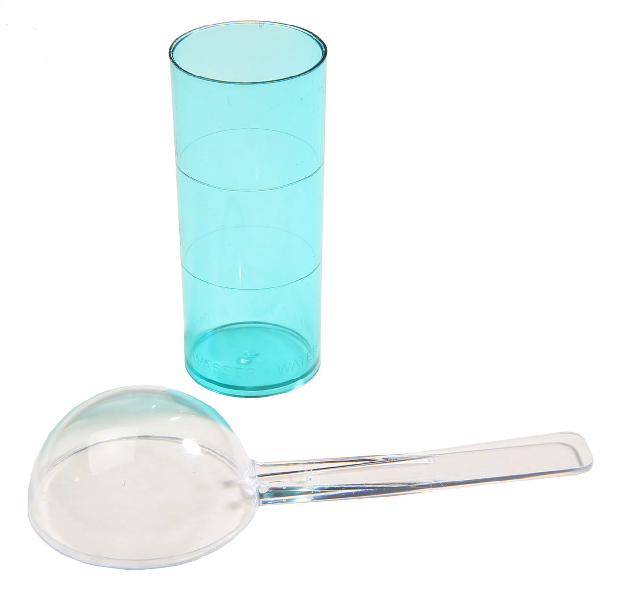 Målebæger og måleske sæt til alginat