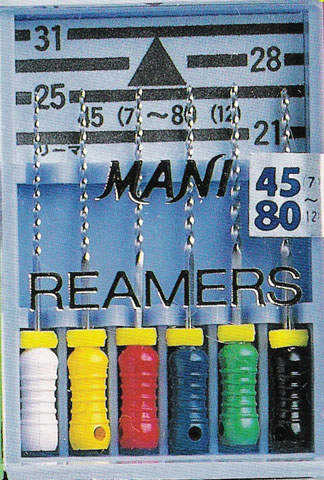 Mani Reamers 25 mm, str. 20, gul, 6 stk.