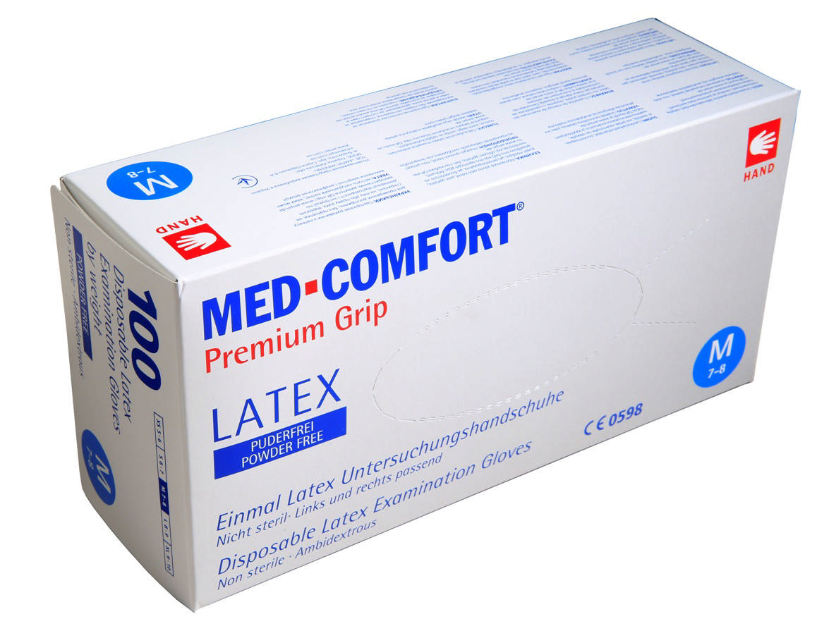 Med-Comfort Latex handske X-Large, pudderfri, 100 stk