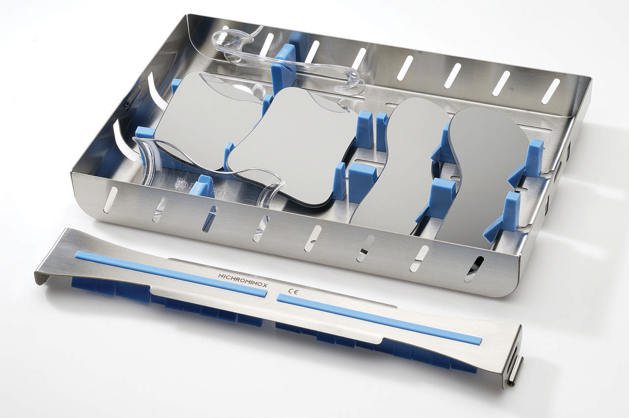Nichrominox Kassette, rustfrit stål til 4 fotospejle m.v.