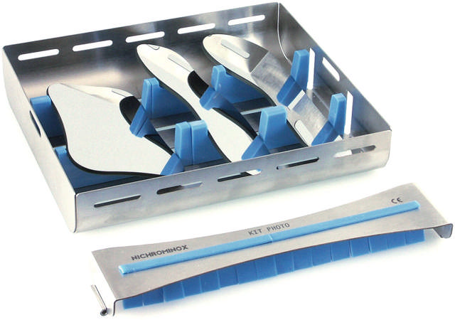 Nichrominox Kassette, rustfrit stål til 3 fotospejle.