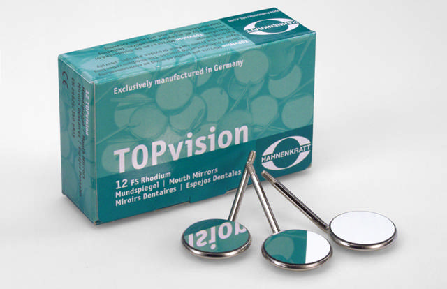 Hahnenkratt mundspejl, Rhodium med forstørrelse, nr. 4, 12 stk
