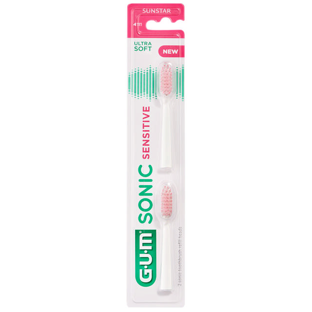 Gum Sonic Sensitive børstehoveder, X-soft, hvid, 2 stk