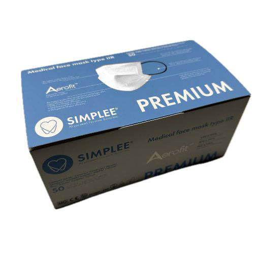 Simplee Premium Aerofit mundbind type IIR m/elastik, hvid, 50 stk