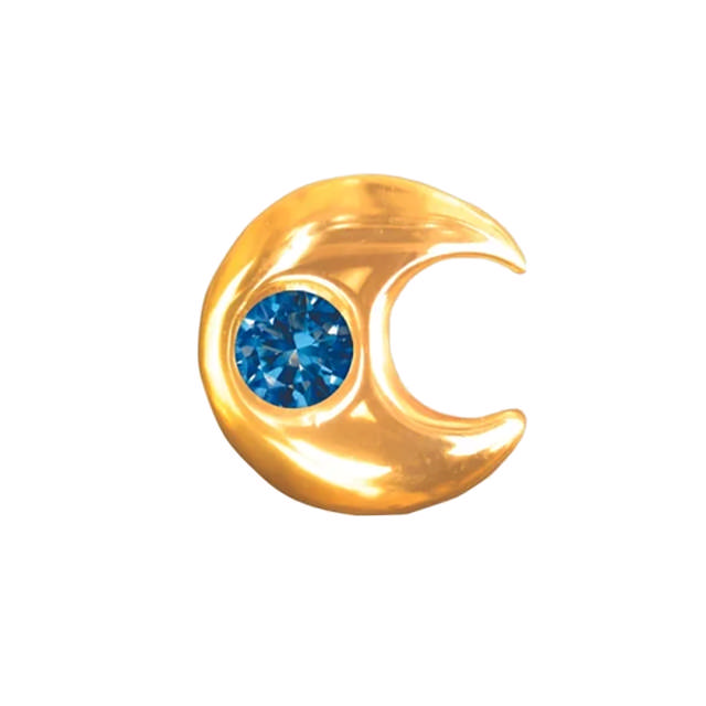 Tandsmykke, Halvmåne m. safir, guld. 1 stk.