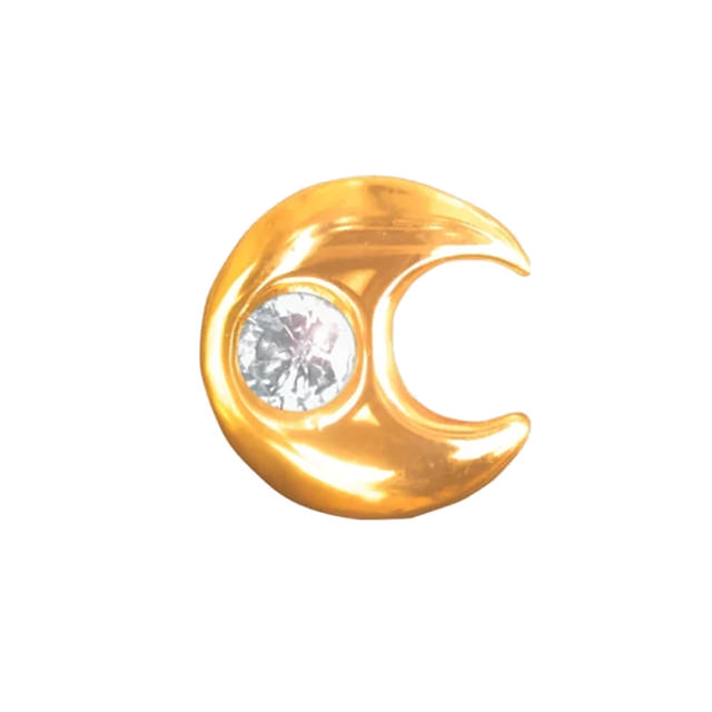 Tandsmykke, Halvmåne 4 mm. m. Diamant, Guld.