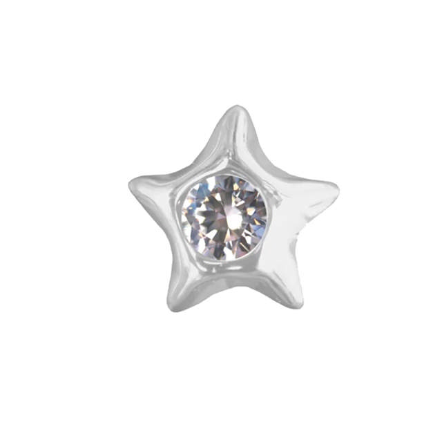 Tandsmykke, Stjerne 3,5 mm. m. diamant, Hvidguld.